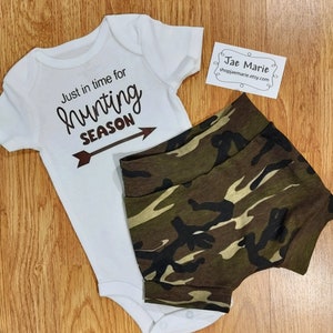 Just in time for hunting season, shorts, shorties, Baby Going Home Outfit, baby boy, camo, camouflage, take home, baby, toddler