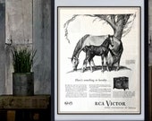 RCA Victor Horse AD 1945 Print Wall Art Vintage Horse Decor Vintage Advertisement Original TailorUponIt Vintage Finds