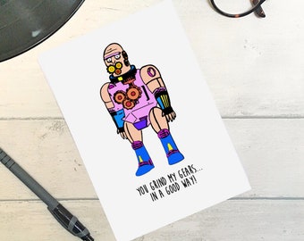Rick and Morty Gear Head Revolio Clockberg Jr. Funny Birthday Anniversary Greetings Card / humour / banter / Ohhh Weee! / Butt Hole