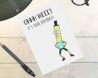 Rick and Morty Cartoon (Mr Poopy Butthole) Funny Birthday greetings Card / humour / banter / Ohhh Weee! / Butt Hole