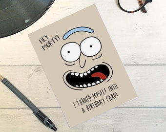 Rick and Morty Cartoon (Pickle Rick) Funny Birthday greetings Card / humour / banter