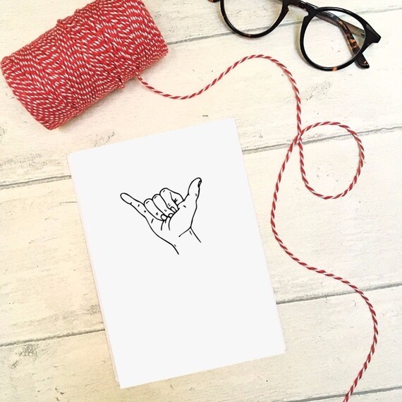 Carte De Voeux Shaka Surf Mains Symbole Joyeux Anniversaire Etsy