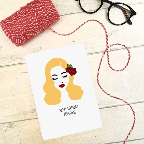 Beaux Cheveux Blonds Joyeux Anniversaire Carte Burlesque Etsy