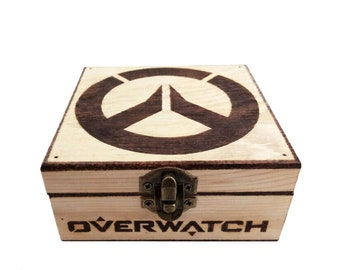 Overwatch wooden box, pyrography. Video game