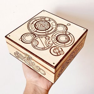 Doctor Who inspired Box, pyro-engraved Wooden box. Dr who ring wedding gift TARDIS geek gallifreyan