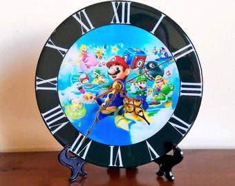 Super Mario Bros Wall Clock, wood & crystal resin. Video games