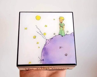 The Little Prince wood and crystal resin box, personalizable. Books, Le petit prince