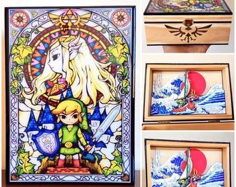 Diorama da caixa de Zelda Wind Waker. O jogo de videogame The Legend of Zelda Wind Waker.