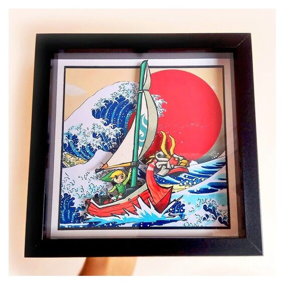 Download Zelda Wind Waker 3d Art Great Wave Customizable 3d Frame Etsy