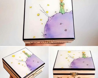 The Little Prince wood and crystal resin box, personalizable. Books, Le petit prince