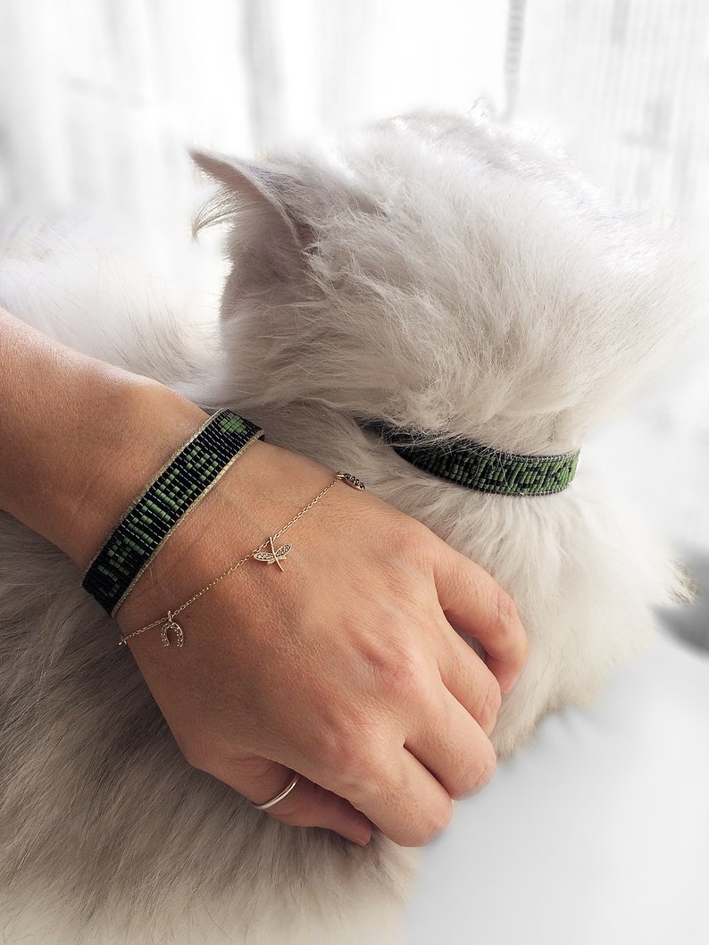 Personalized Collar for Cat and Matching Bracelet for Human Etsy