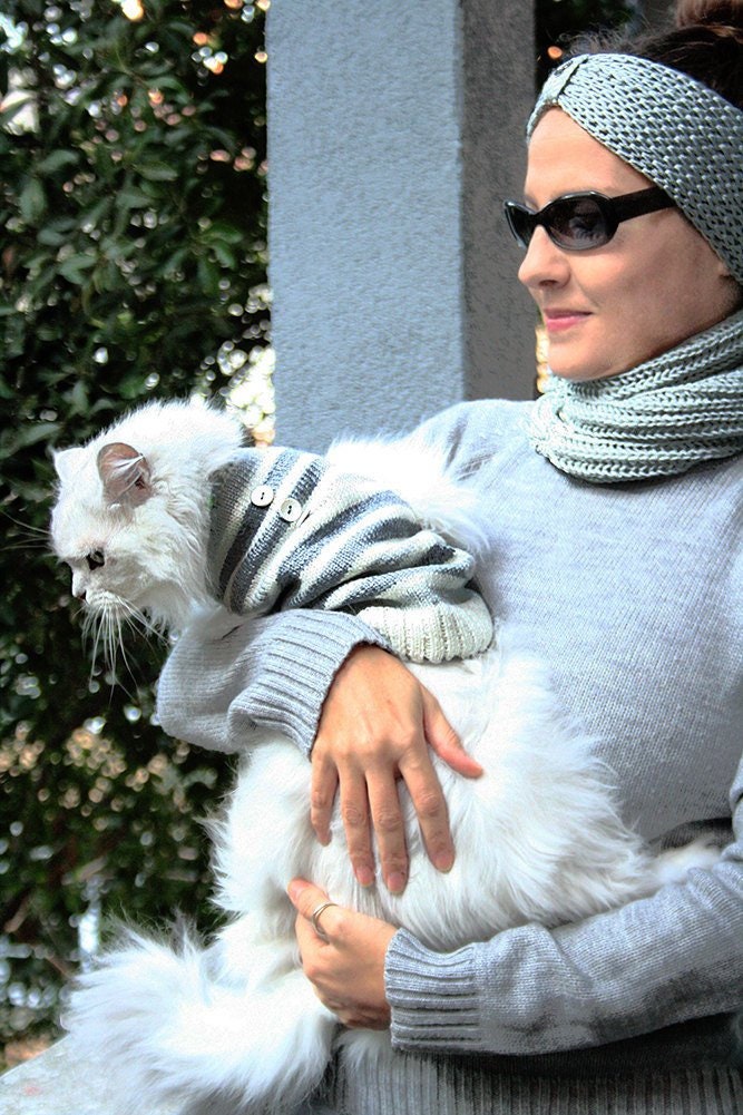 matching cat and human sweaters