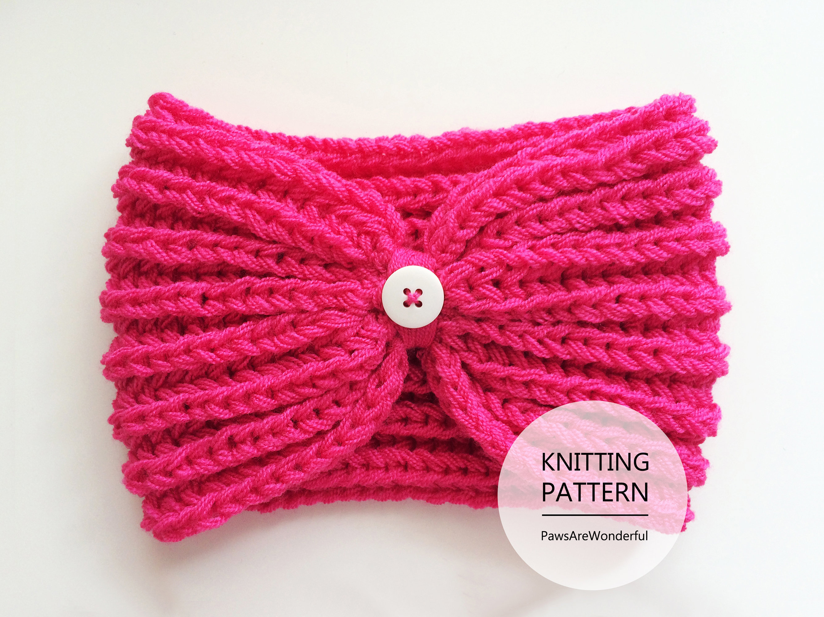 Handcrafted Multicolor Knitted Headband with Button Knit Ear Warmer Headband with Button – Knittedhome main image 4
