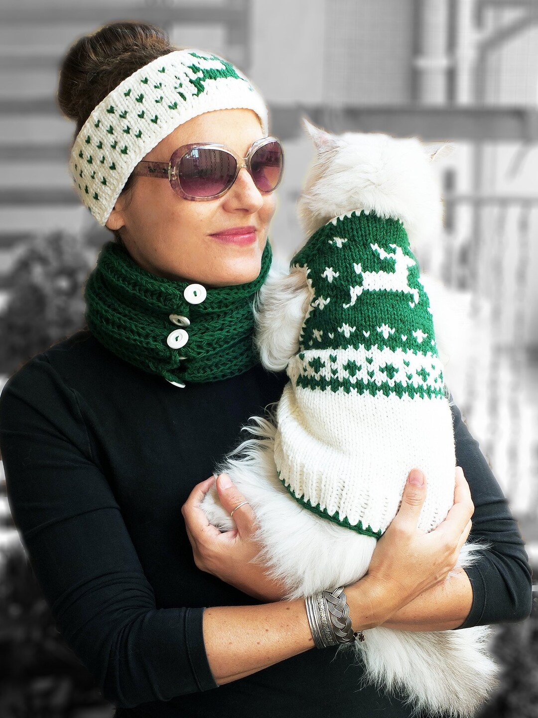 Moose Pattern Cat Sweater and Matching Owner Cloth, Elk Sweater, Deer