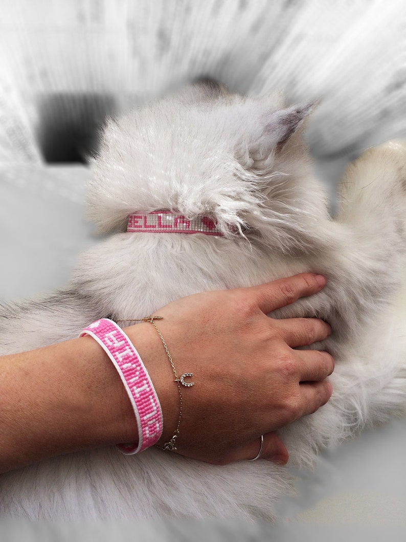 Personalized Collar for Cat and Matching Bracelet for Human Etsy