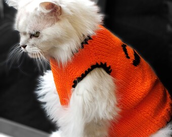 Hand-knitted Pumpkin Dog Pullover, Orange Dog Jumper, Pumpkin