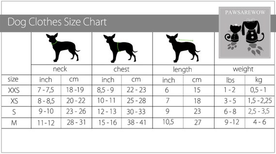 Dog Clothes Size Chart By Breed