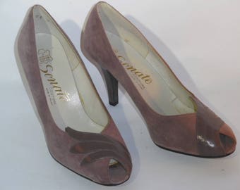 Escarpins bouts ouverts vintage SONATE Couture made in France taille 40