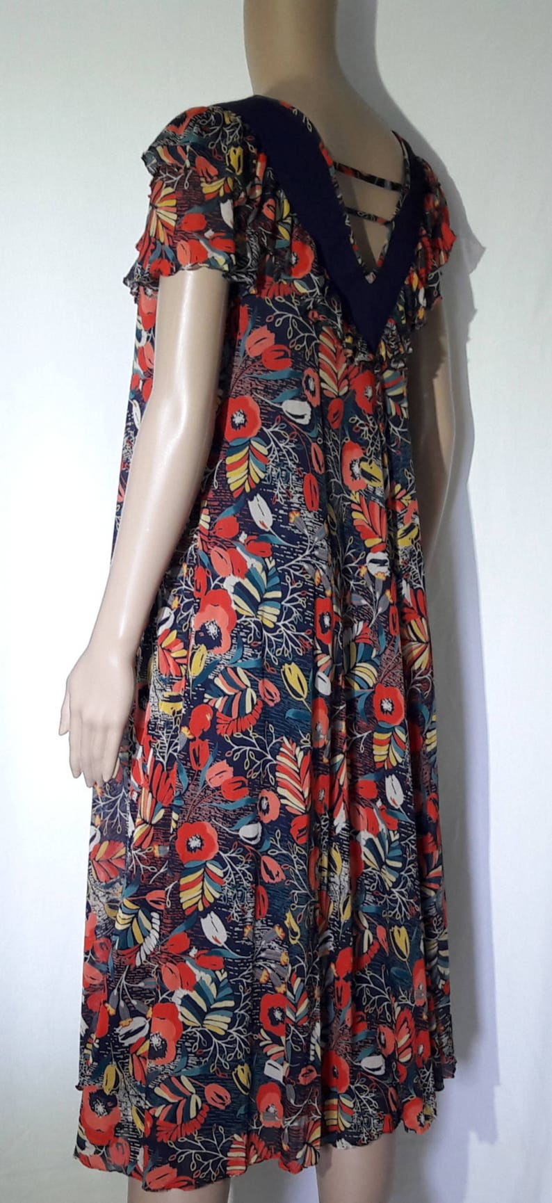 Dress vintage Virginia Paris made in France filed model blue lining
