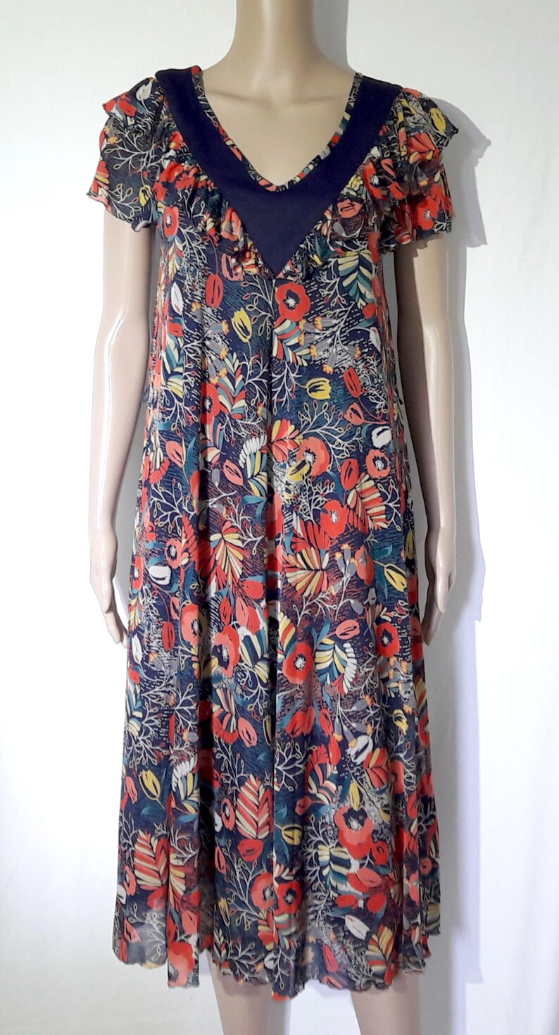 Dress vintage Virginia Paris made in France filed model blue lining