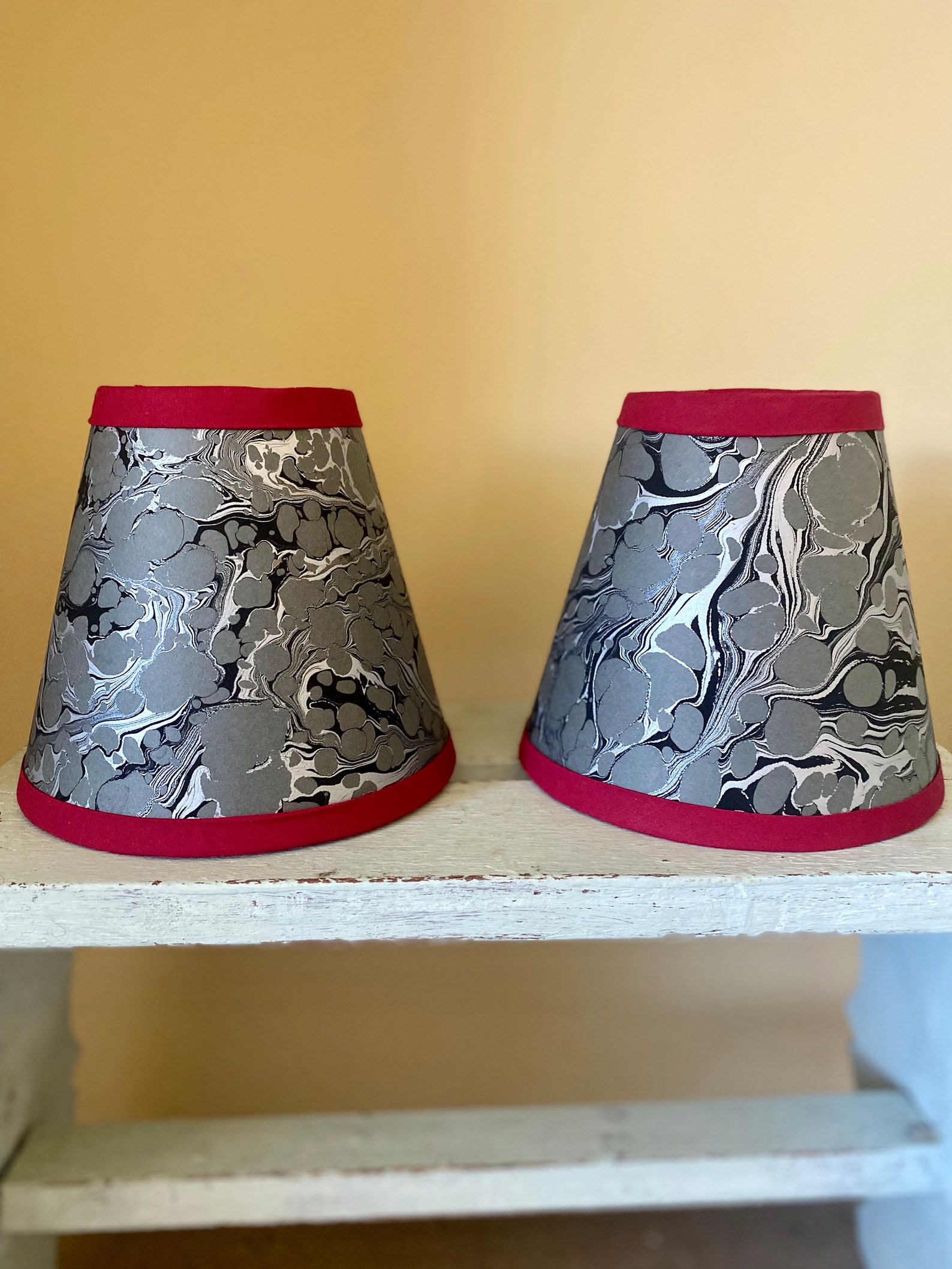 Hand marbled candle clip lampshades Etsy