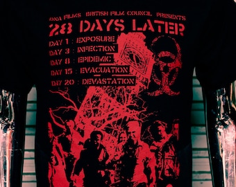 28 Tage Später Rotes DIY Punk Flyer T-Shirt