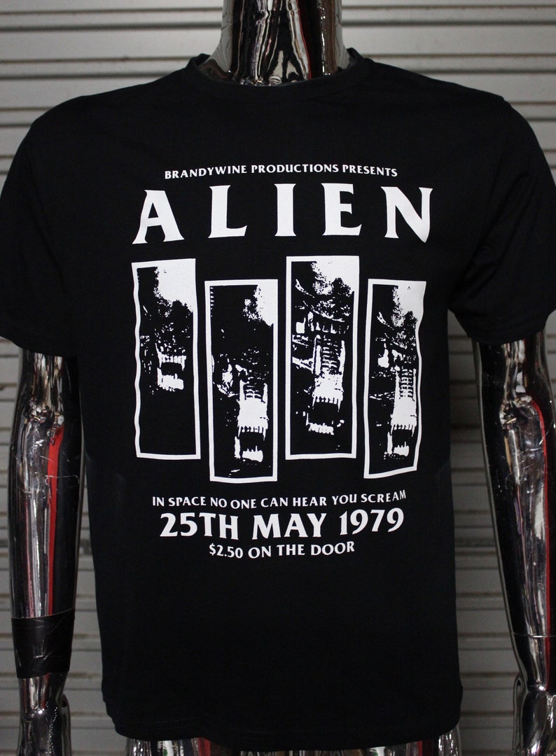 Alien T-shirt DIY Punk Flyer Drapeau Noir image 1