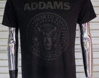 Addams Family - Ramones Black On Black T-shirt