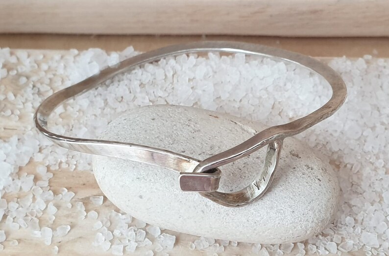 One of a kind Piece Unique Handmade Silver Bracelet Special Handcrafted Silver Bracelet with Curve Along With It