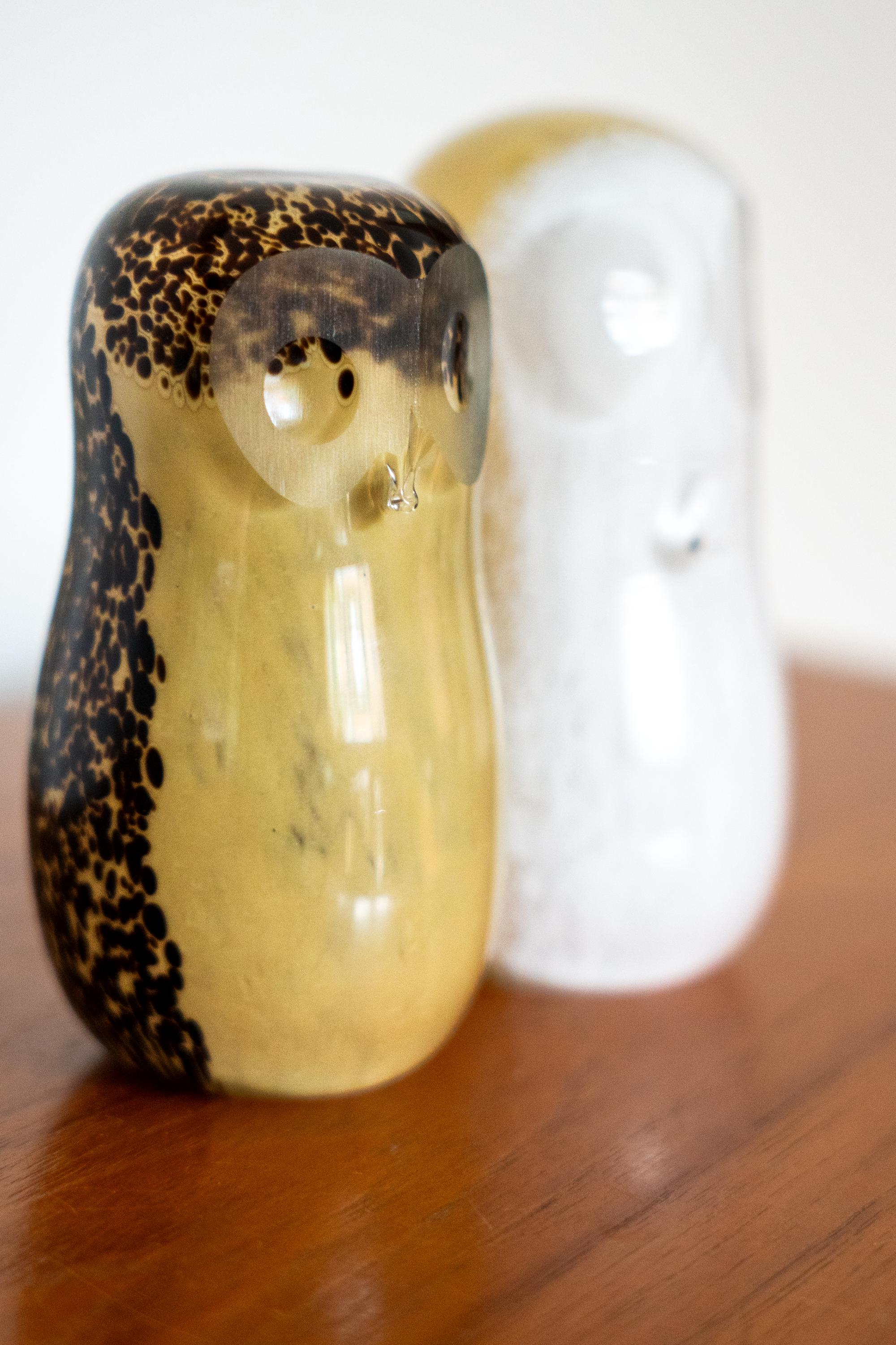 Pair Wedgwood Glass Owl Paperweights Ronald Stennett-Willson Paul Miller SG140 1970s Art Glass