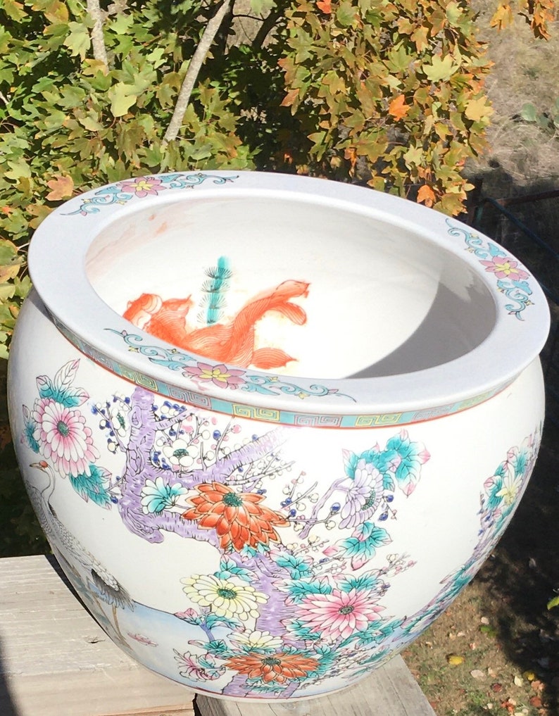 Vintage Oriental Chinese Decorative Planter/Hand Decorated Etsy
