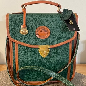 Green Dooney Bourke Crossbody Bag Retro Made in USA AWL Pebble 