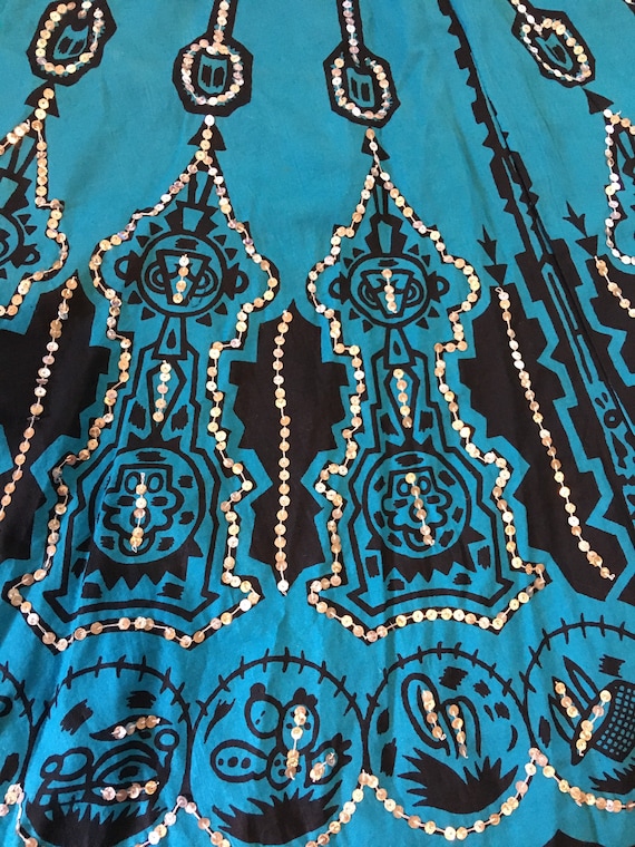 Vintage Gypsy Skirt/Light Blue and Black Full Cir… - image 7