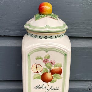 Vintage Villeroy & Boch French Garden Charm Canister/Malus sylvestris Wild Apple Lidded Container/Country Kitchen/Large/12”/Germany/1990’s
