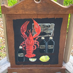 Insegna in legno vintage dipinta a mano raffigurante gamberi: decorazione da parete per cucina Cajun