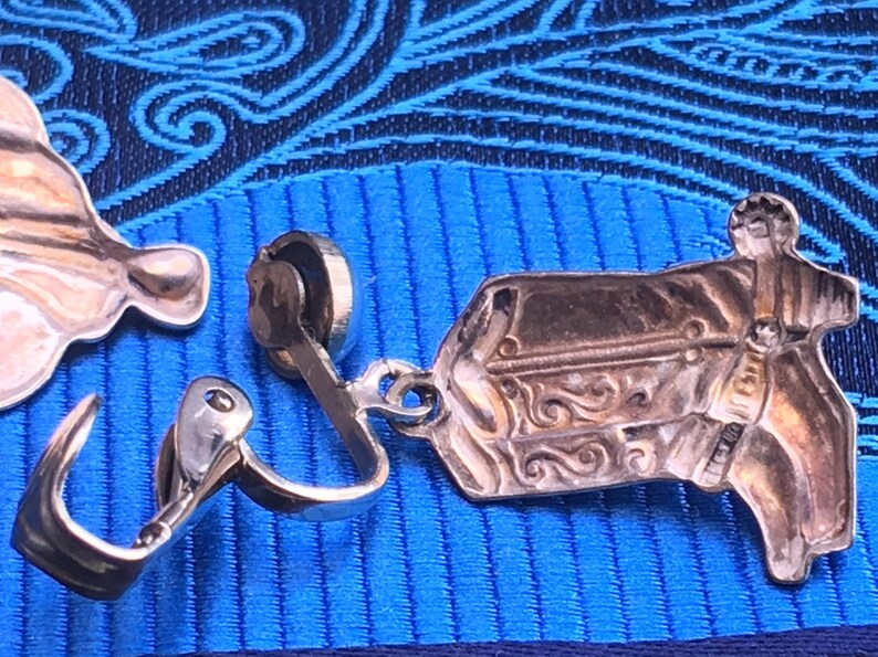 Cowgirl Boot Saddle Mismatched Clip on EarringsHorse Head Key Chain Charm with Lobster ClaspHorse Back RidingEquestrian Jewelry Set