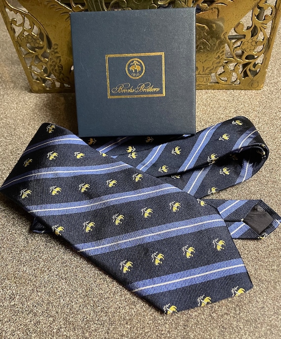 Vintage Brooks Brothers Silk Tie: Navy Blue Golden Fleece Logo
