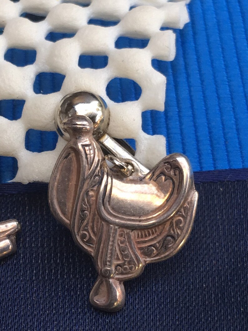 Cowgirl Boot Saddle Mismatched Clip on EarringsHorse Head Key Chain Charm with Lobster ClaspHorse Back RidingEquestrian Jewelry Set