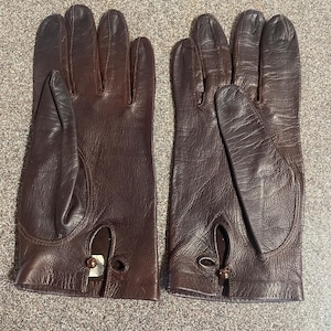 Vintage FOWNES Kidskin Natural Genuine Leather Gloves/Real Kid Leather Women Fashion Gloves/Brown Leather/European Fashion/1970’s/Size 7