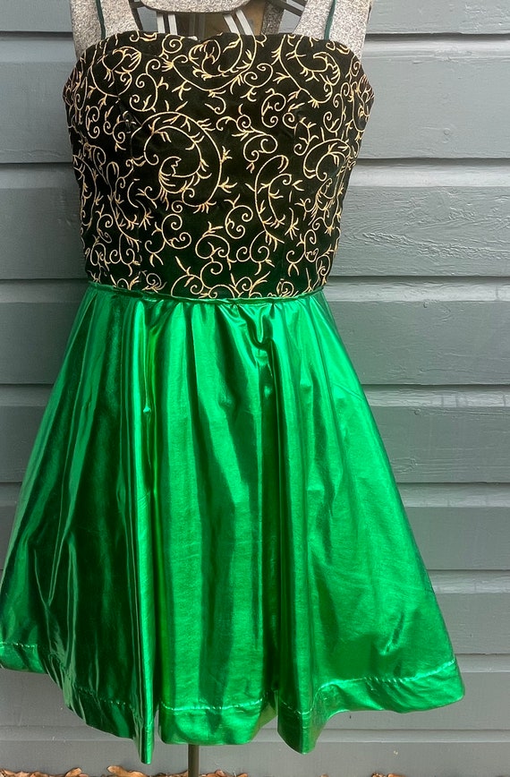 Vintage Hand Made Christmas Party Dress/Gold Swir… - image 3