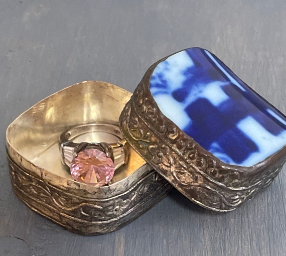 Vintage 925 Silver Statement Ring/Four Prong Pink… - image 5