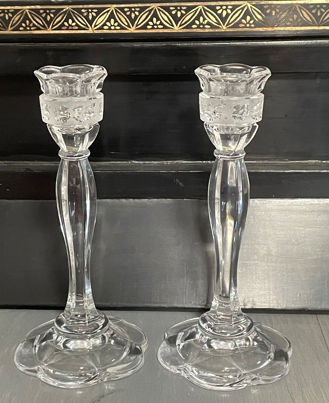 ヴィンテージ フィギュラル クリスタル キャンドルスティックホルダー