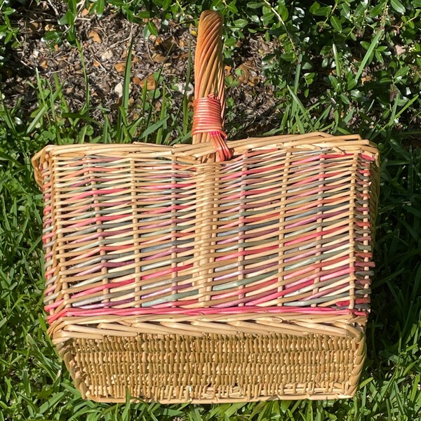 Large Rattan Wicker Basket/Market Basket/Garden Basket/Fruit Vegetable Basket/Crafts/Sewing Basket/Kitchen Organizer/18x15x13