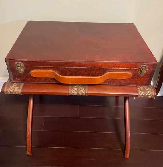 Vintage Hand Crafted Wooden Suitcase/Attaché Case… - image 1