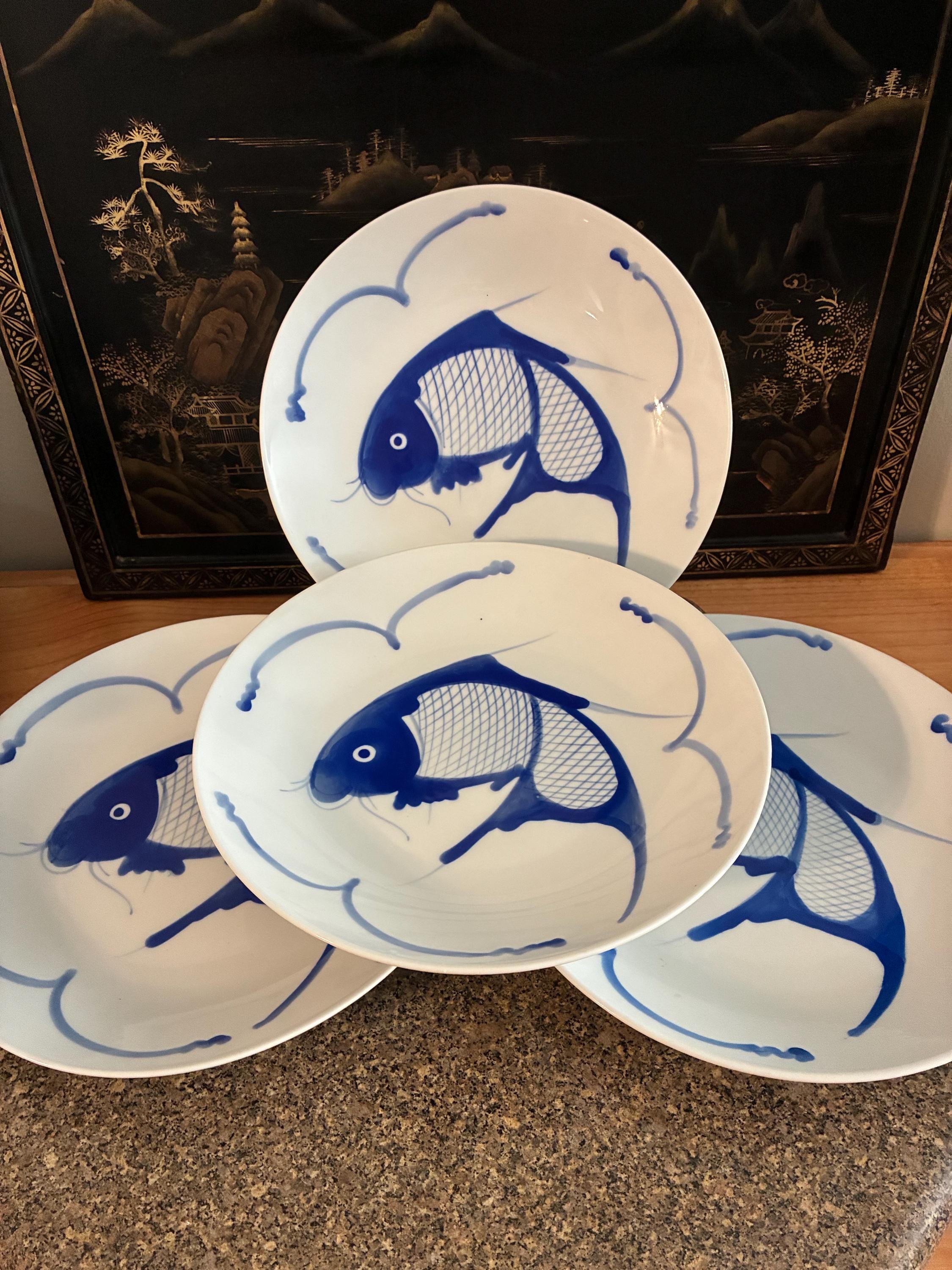 Blue and White Chinese Fish Bowls - Etsy