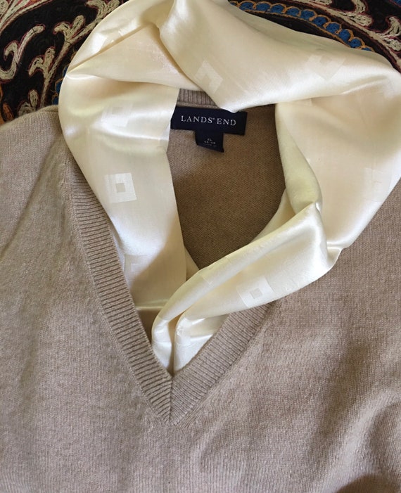 Vintage Creamy White Textured Silk Men’s Scarf/Gen
