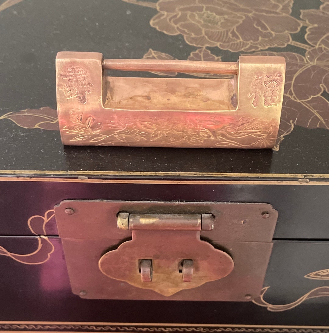 Antique Oriental Chinese Lock/hand Etched Brass Etsy