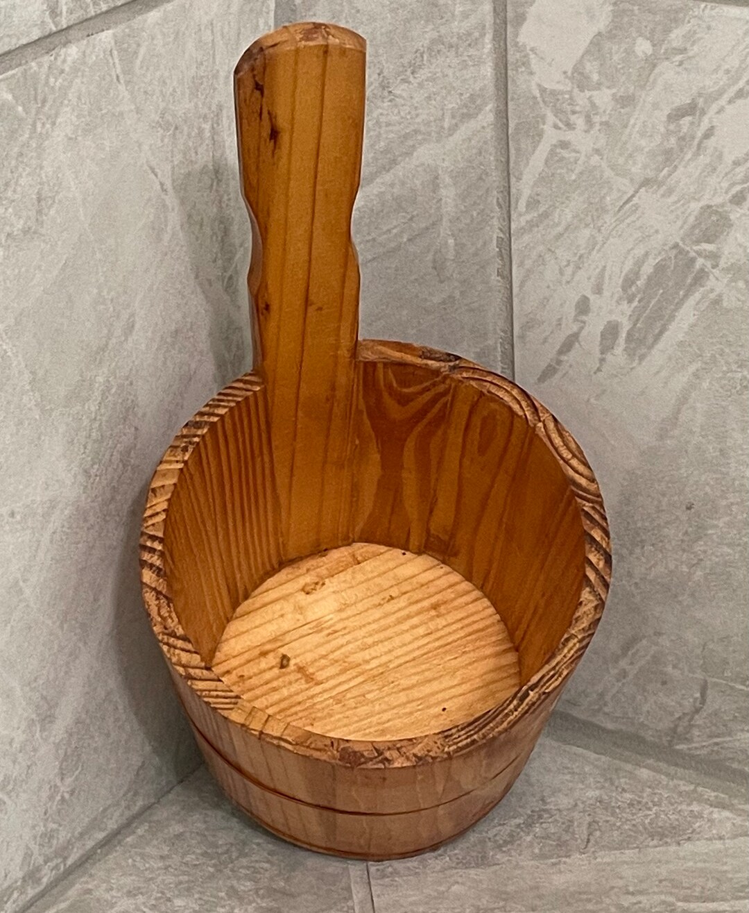 Vintage Hand Crafted Wooden Bucket With Handle/sauna Etsy