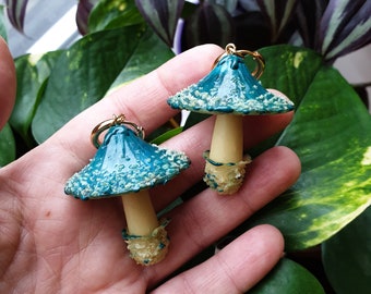 Mushroom Earrings, Forest Inspired Jewellery, Statement Clay Accessories, Handcrafted Mushrooms, Glow In The Dark Mushrooms