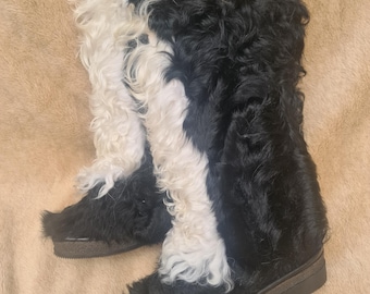 Botas peludas vintage de piel de cabra para après ski, talla 40 38